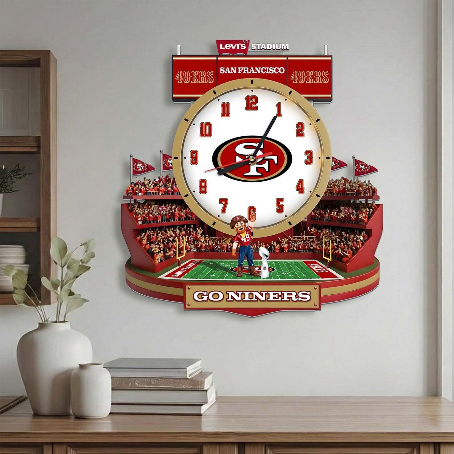 SF49 x NFL Stadium Decorative 3D Visual Effect Acrylic Wall Clock DDT CTND