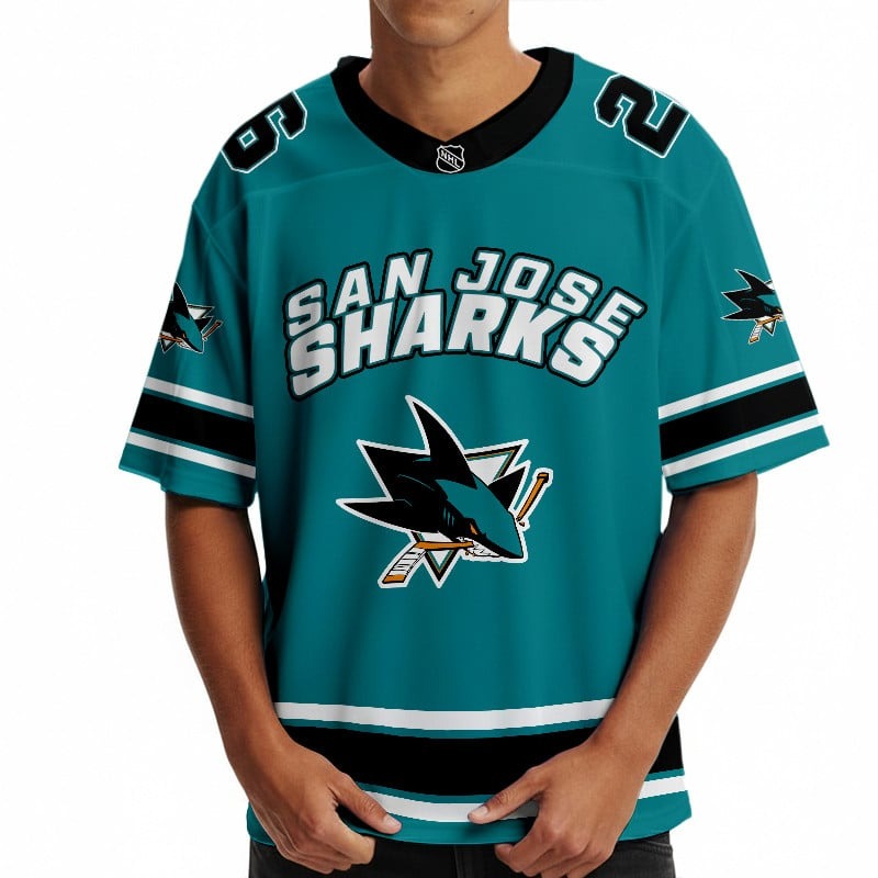 SJS x Hockey Ice Short Sleeves Jersey Shirt Custom Any Number Gift DDT TTTZ