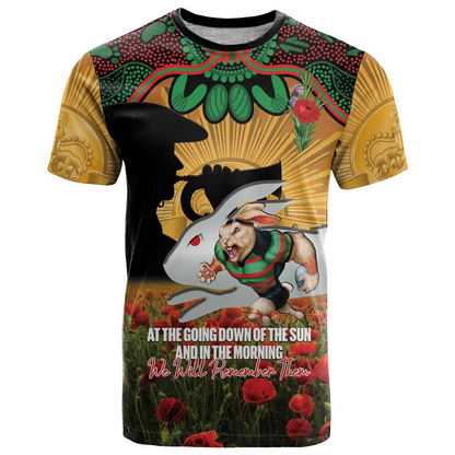 SOU x NRL Rugby ANZAC Day Women V-Neck T-Shirt Last Post Poppy We Will Remember Them DatND DVT