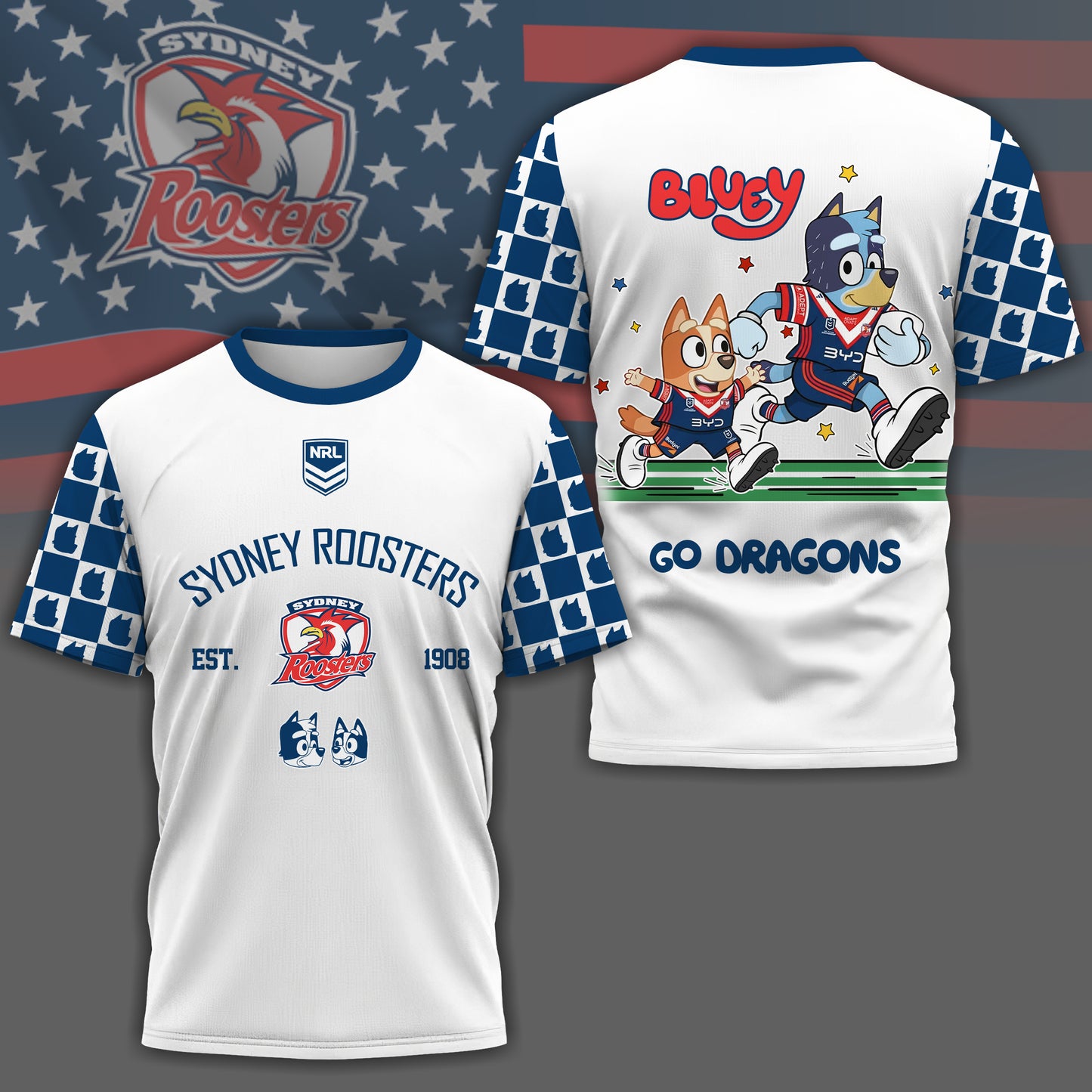 SR x NRL Premium Bluey 3D Shirt DDT TTTZ