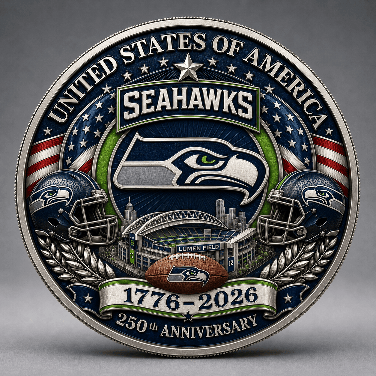 SS Premium NFL 250 Years Of Freedom Commemorative Coin DDT 090626 NTL