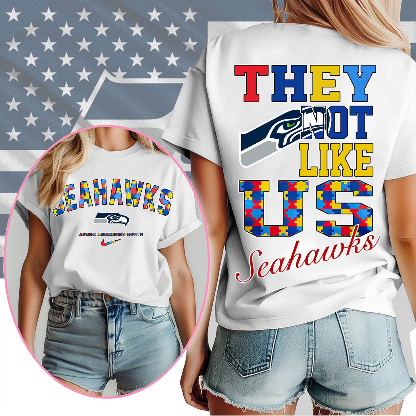 SS Premium NFL Autism Awareness Month 3D Shirt DDT CTND