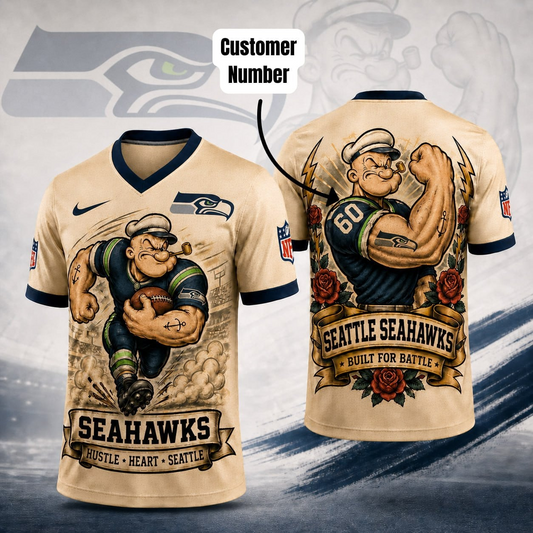SS Premium NFL Popeye Vintage Tattoo 3D T-Shirt DDT 050626 HLPHUONG