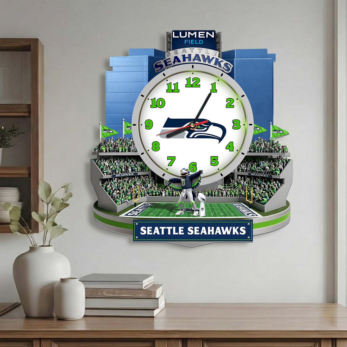 SS x NFL Stadium Decorative 3D Visual Effect Acrylic Wall Clock DDT CTND