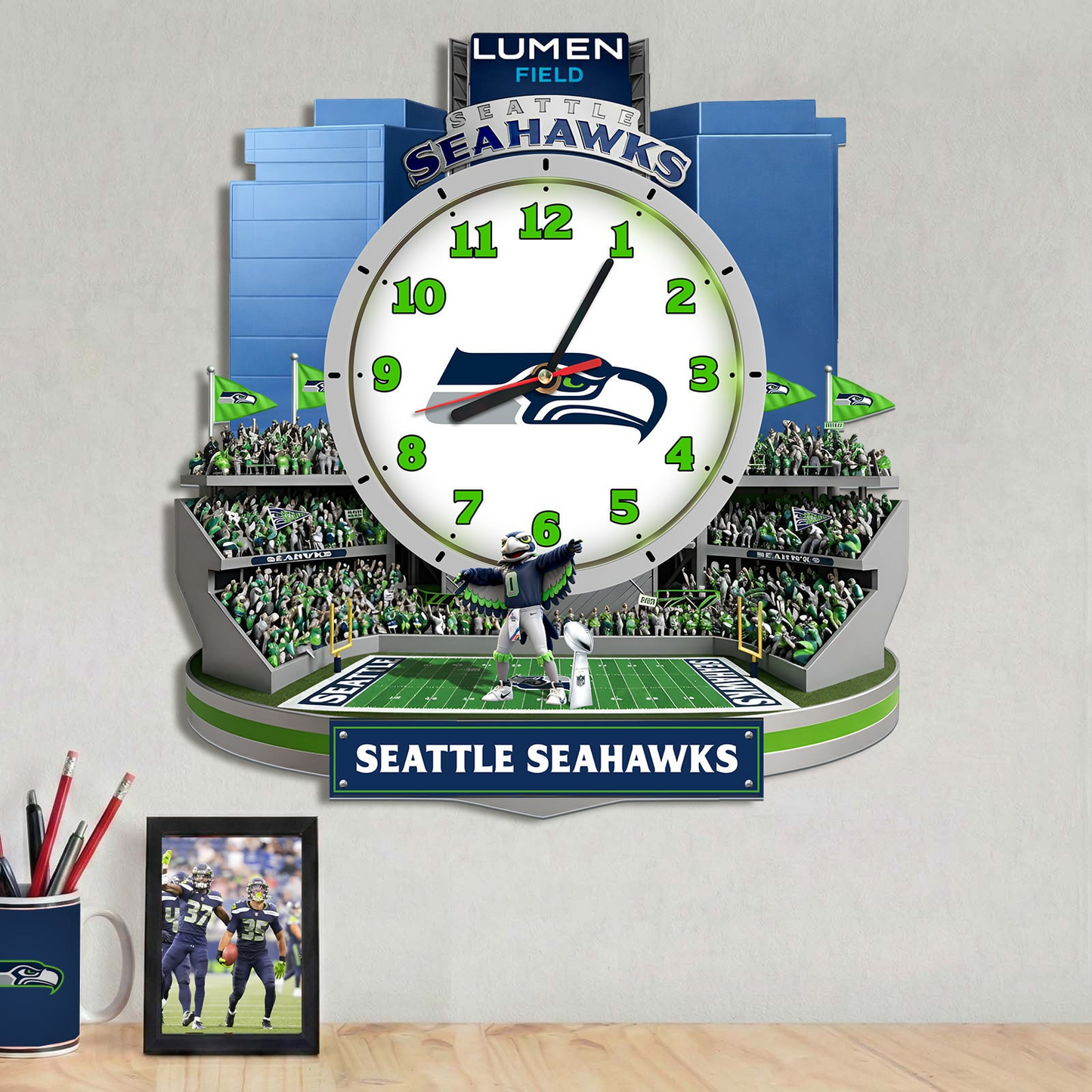 SS x NFL Stadium Decorative 3D Visual Effect Acrylic Wall Clock DDT CTND