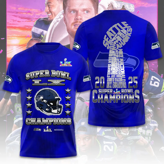 SS x NFL Super Bowl LX Champions V10 3D Shirt DDT NTL