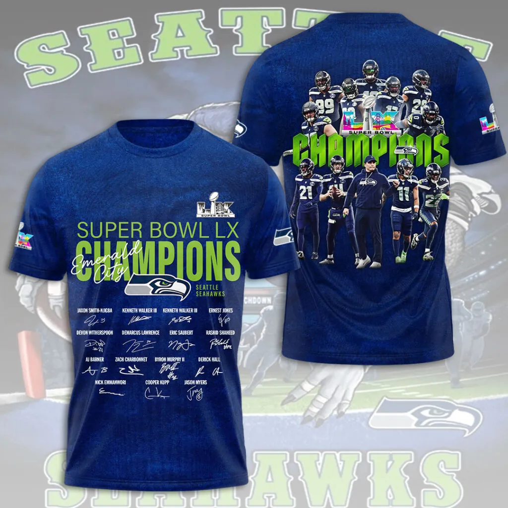 SS x NFL Super Bowl LX Champions V11 3D Shirt DDT NTL