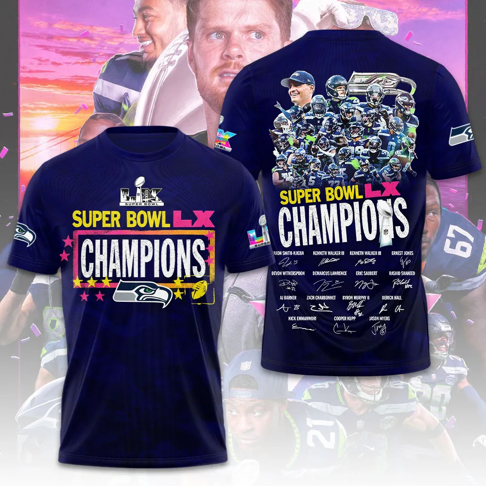 SS x NFL Super Bowl LX Champions V14 3D Shirt DDT NTL