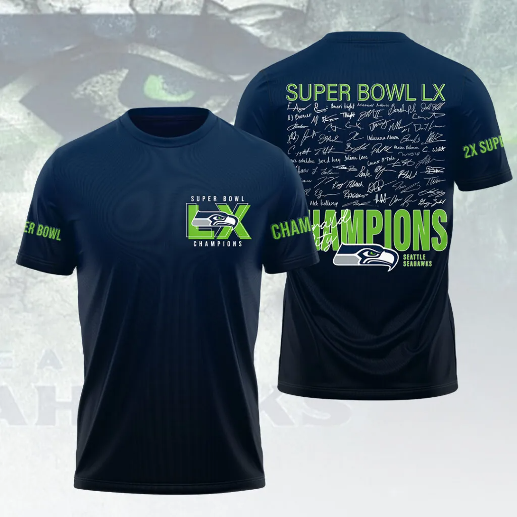 SS x NFL Super Bowl LX Champions V16 3D Shirt DDT NTL