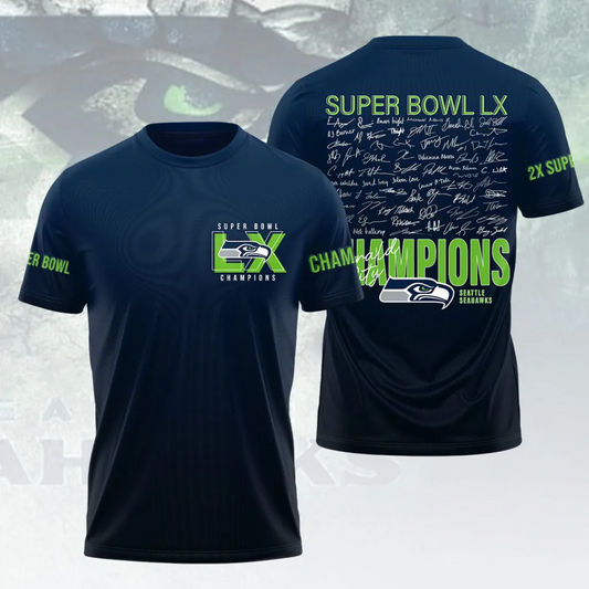 SS x NFL Super Bowl LX Champions V16 3D Shirt DDT NTL