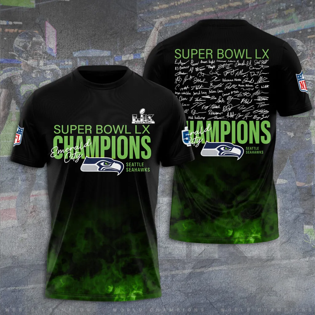 SS x NFL Super Bowl LX Champions V18 3D Shirt DDT NTL
