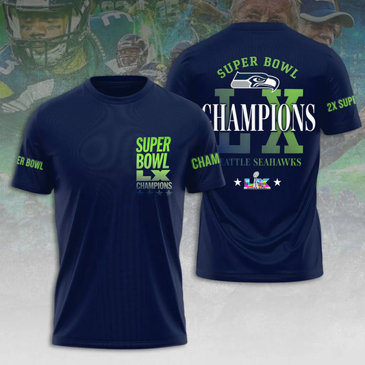 SS x NFL Super Bowl LX Champions V2 3D Shirt DDT NTL