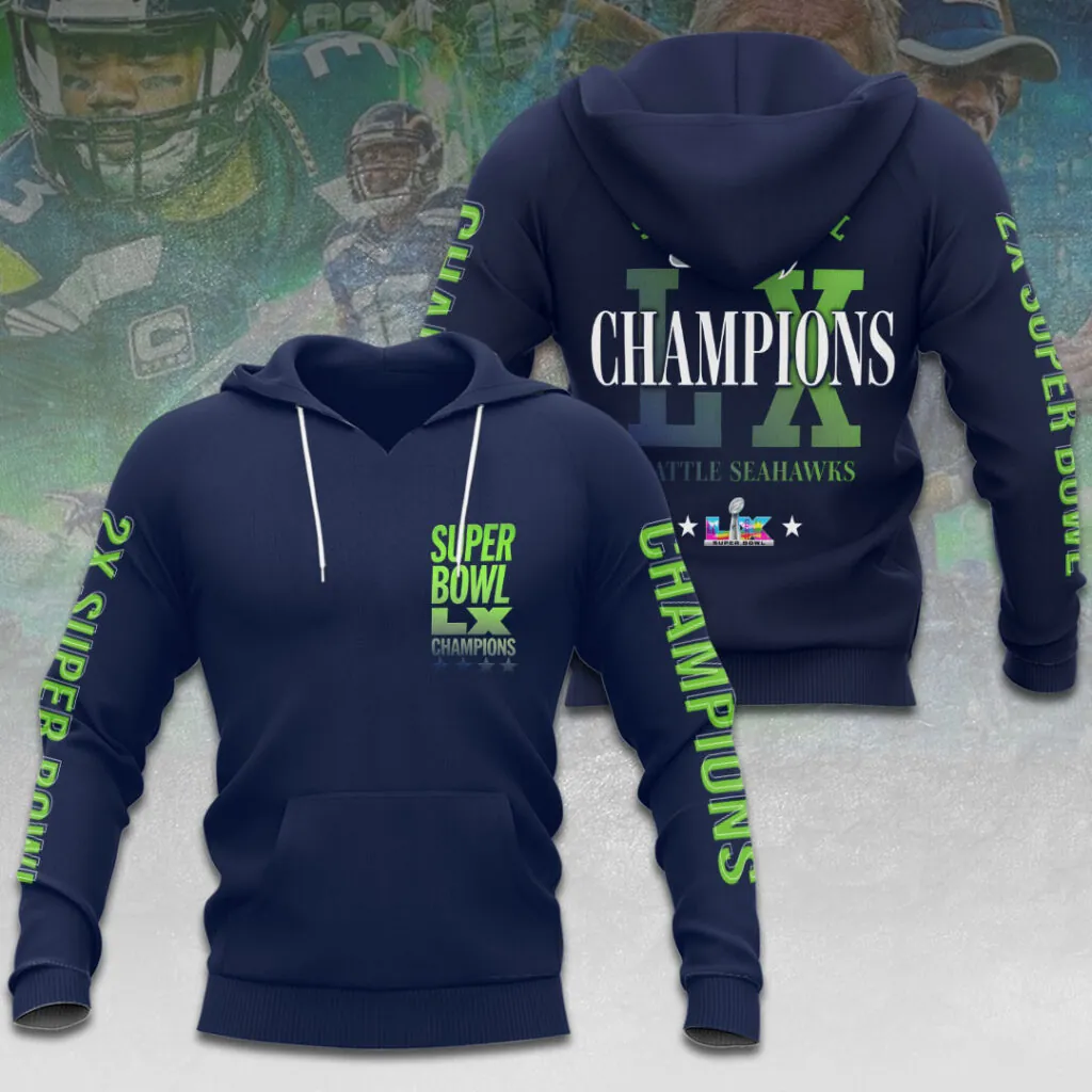 SS x NFL Super Bowl LX Champions V2 3D Shirt DDT NTL