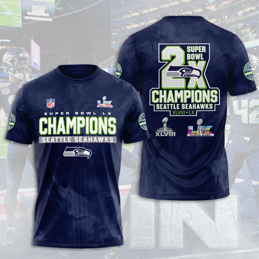 SS x NFL Super Bowl LX Champions V20 3D Shirt DDT NTL
