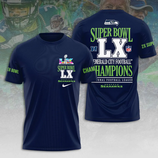 SS x NFL Super Bowl LX Champions V21 3D Shirt DDT NTL