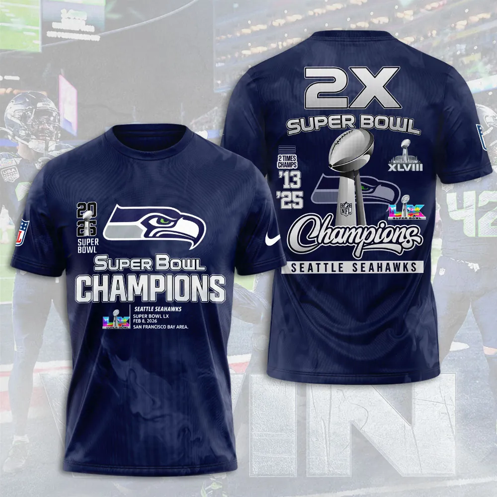 SS x NFL Super Bowl LX Champions V22 3D Shirt DDT NTL