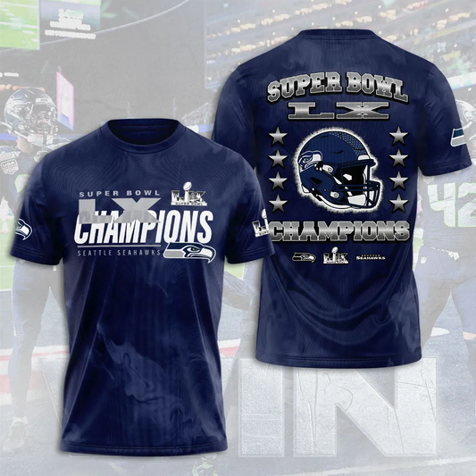 SS x NFL Super Bowl LX Champions V27 3D Shirt DDT NTL