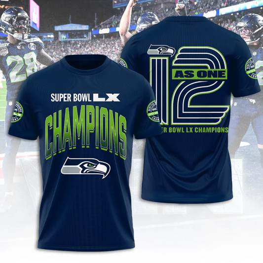 SS x NFL Super Bowl LX Champions V28 3D Shirt DDT NTL