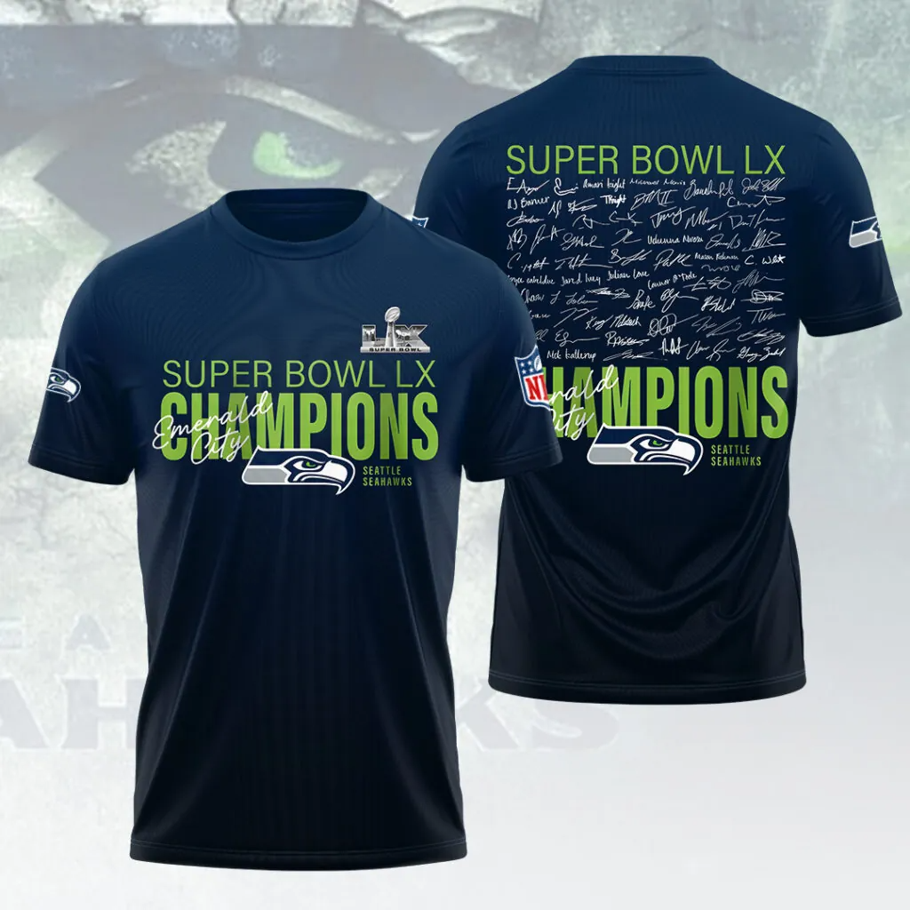 SS x NFL Super Bowl LX Champions V34 3D Shirt DDT NTL