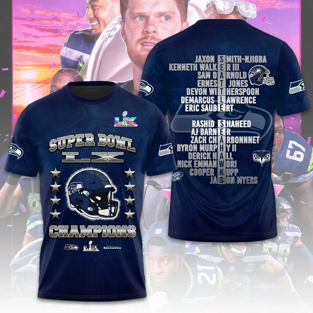 SS x NFL Super Bowl LX Champions V4 3D Shirt DDT NTL