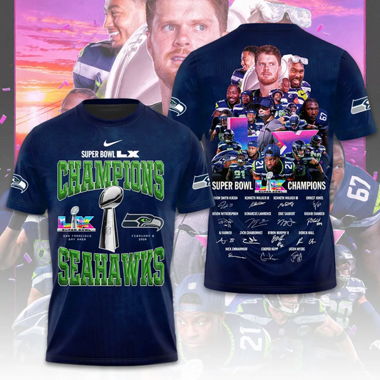 SS x NFL Super Bowl LX Champions V41 3D Shirt DDT NTL