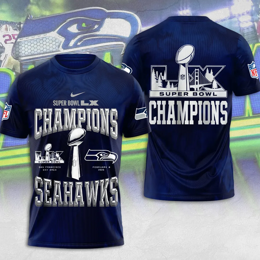 SS x NFL Super Bowl LX Champions V49 3D Shirt DDT NTL
