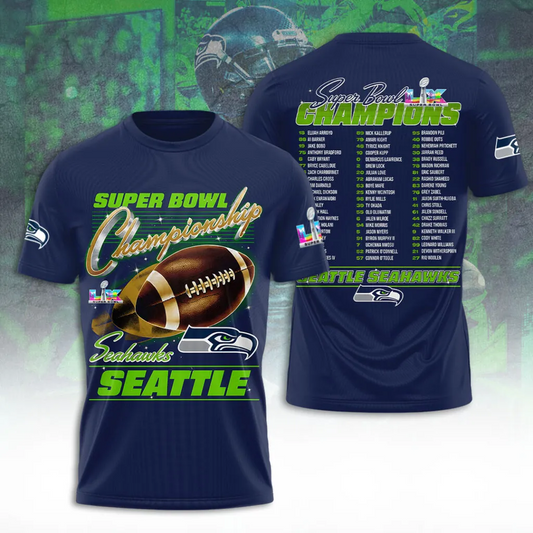 SS x NFL Super Bowl LX Champions V50 3D Shirt DDT NTL