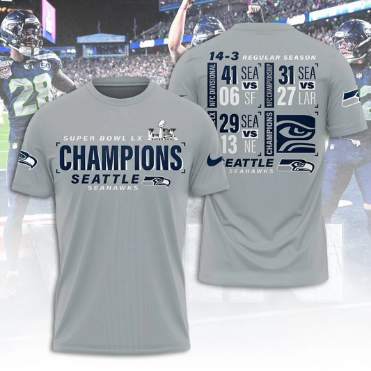SS x NFL Super Bowl LX Champions V6 3D Shirt DDT NTL