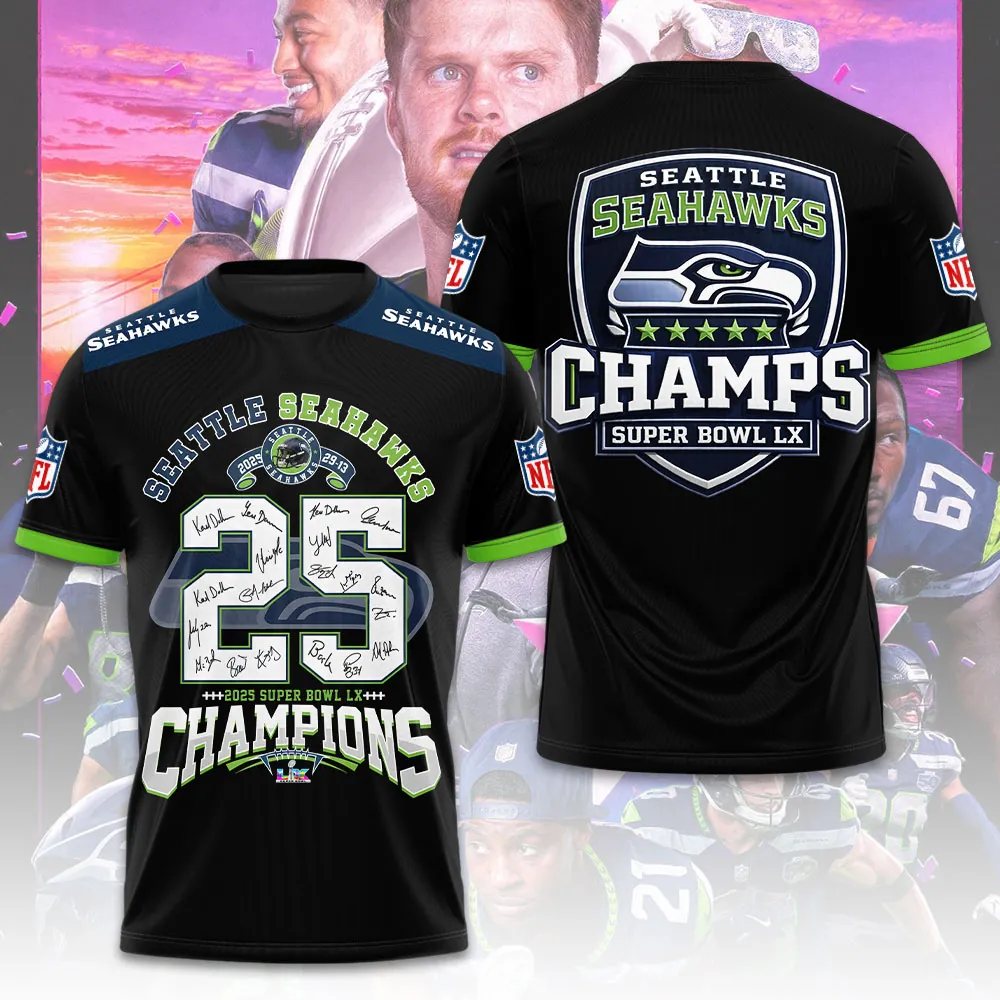 SS x NFL Super Bowl LX Champions V8 3D Shirt DDT NTL