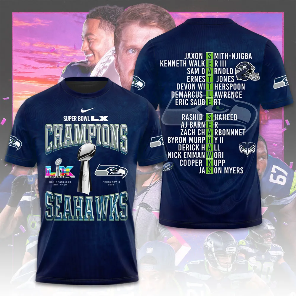 SS x NFL Super Bowl LX Champions V9 3D Shirt DDT NTL