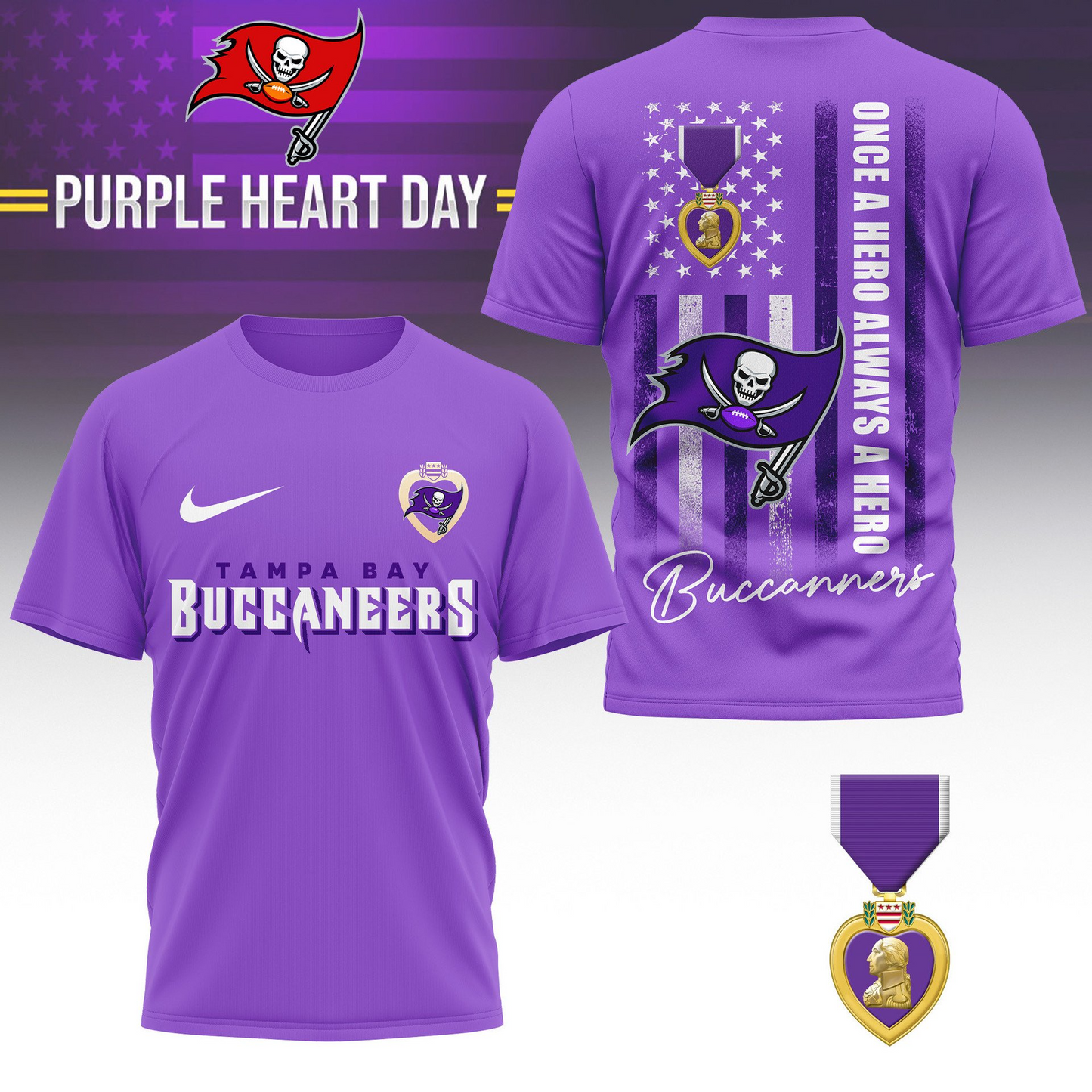 TBB Premium National Purple Hear Day 3D Shirt  300626