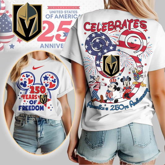 VGK Premium NHL Mickey Celebrates America 250th Anniversary Women Shirt DDT CTND