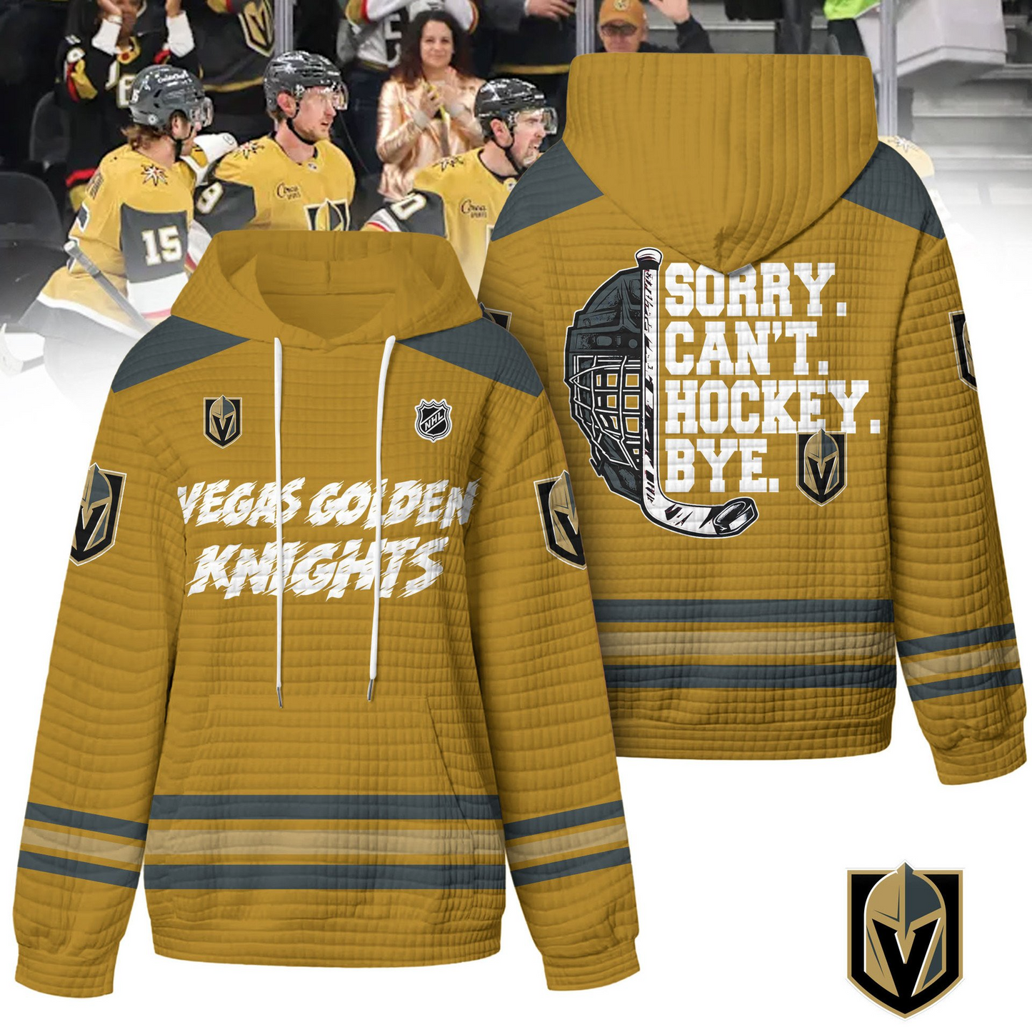 VGK Premium NHL Sorry Busy Hockey Waffle Hoodie DDT NTL