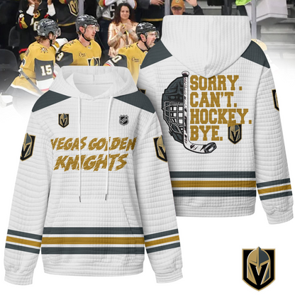 VGK Premium NHL Sorry Busy Hockey Waffle Hoodie DDT NTL