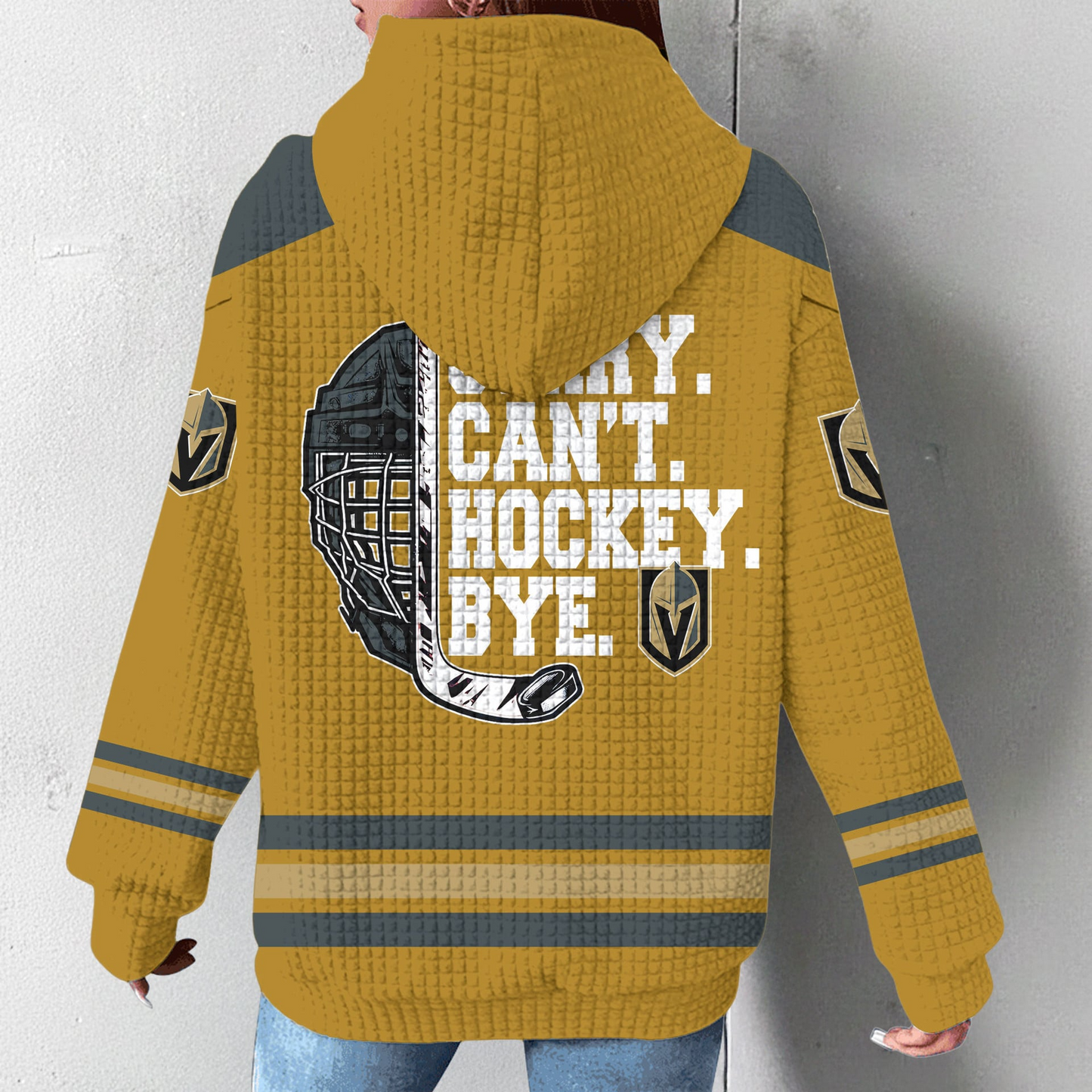 VGK Premium NHL Sorry Busy Hockey Waffle Hoodie DDT NTL