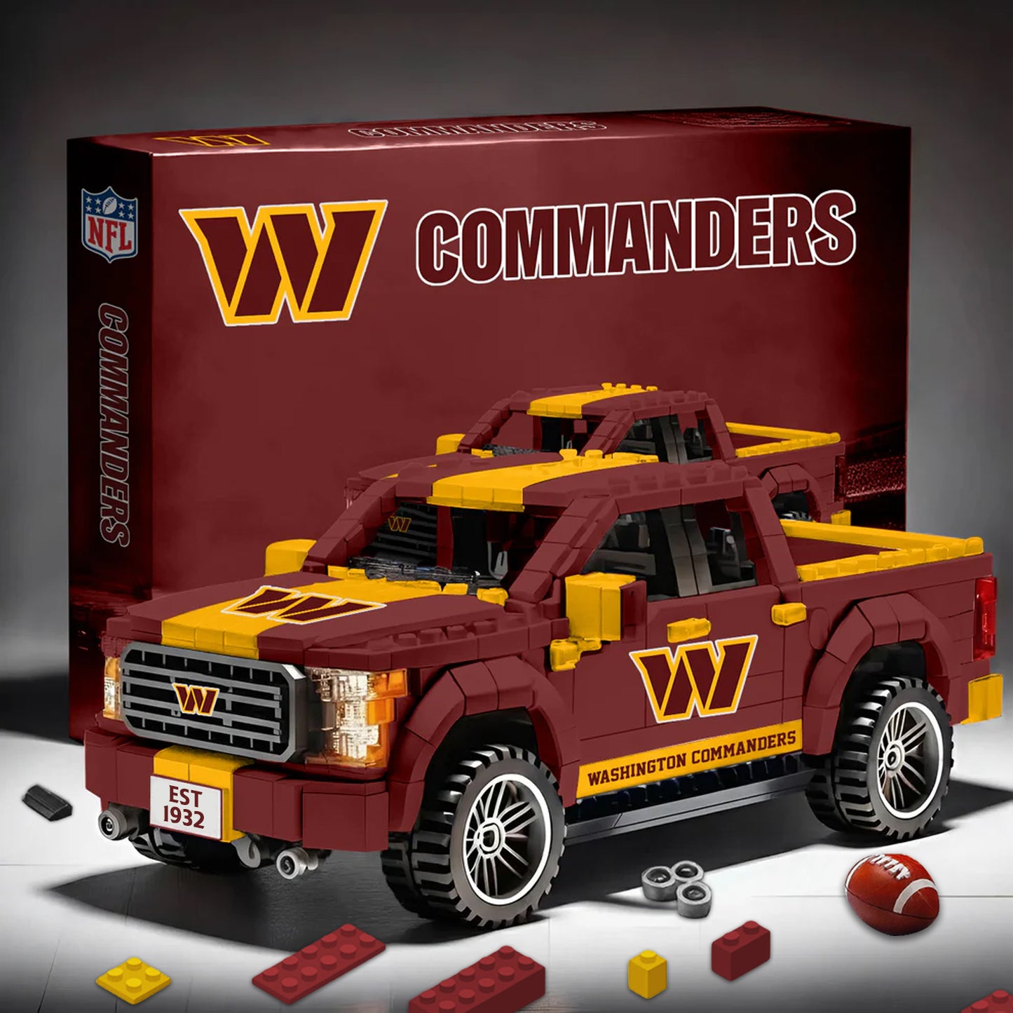 WAS X NFL 3D Racing Truck Model Building Block Set NDT NHM