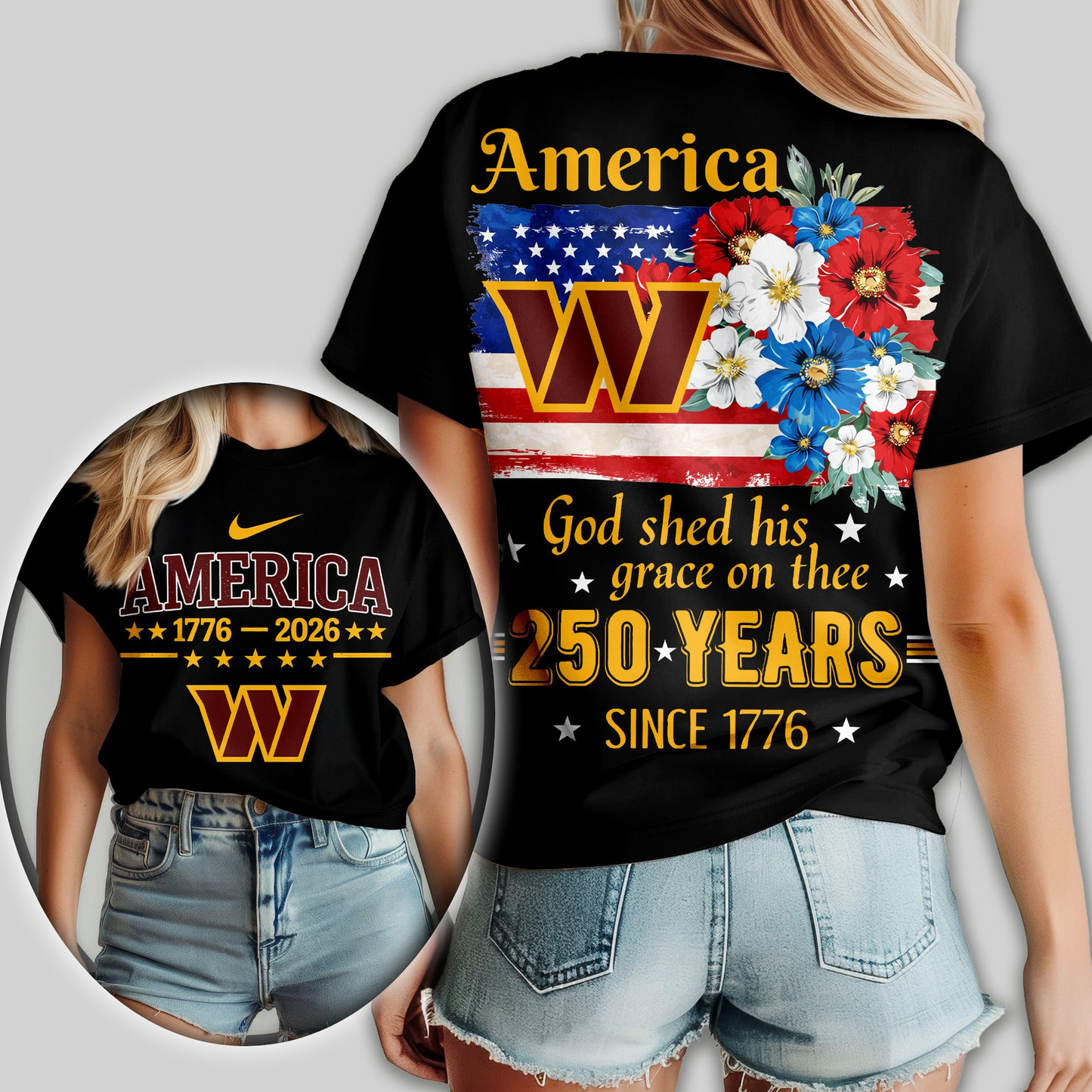 WC Premium NFL America God Shed His Grace On Thee Women Shirt DDT  NTL