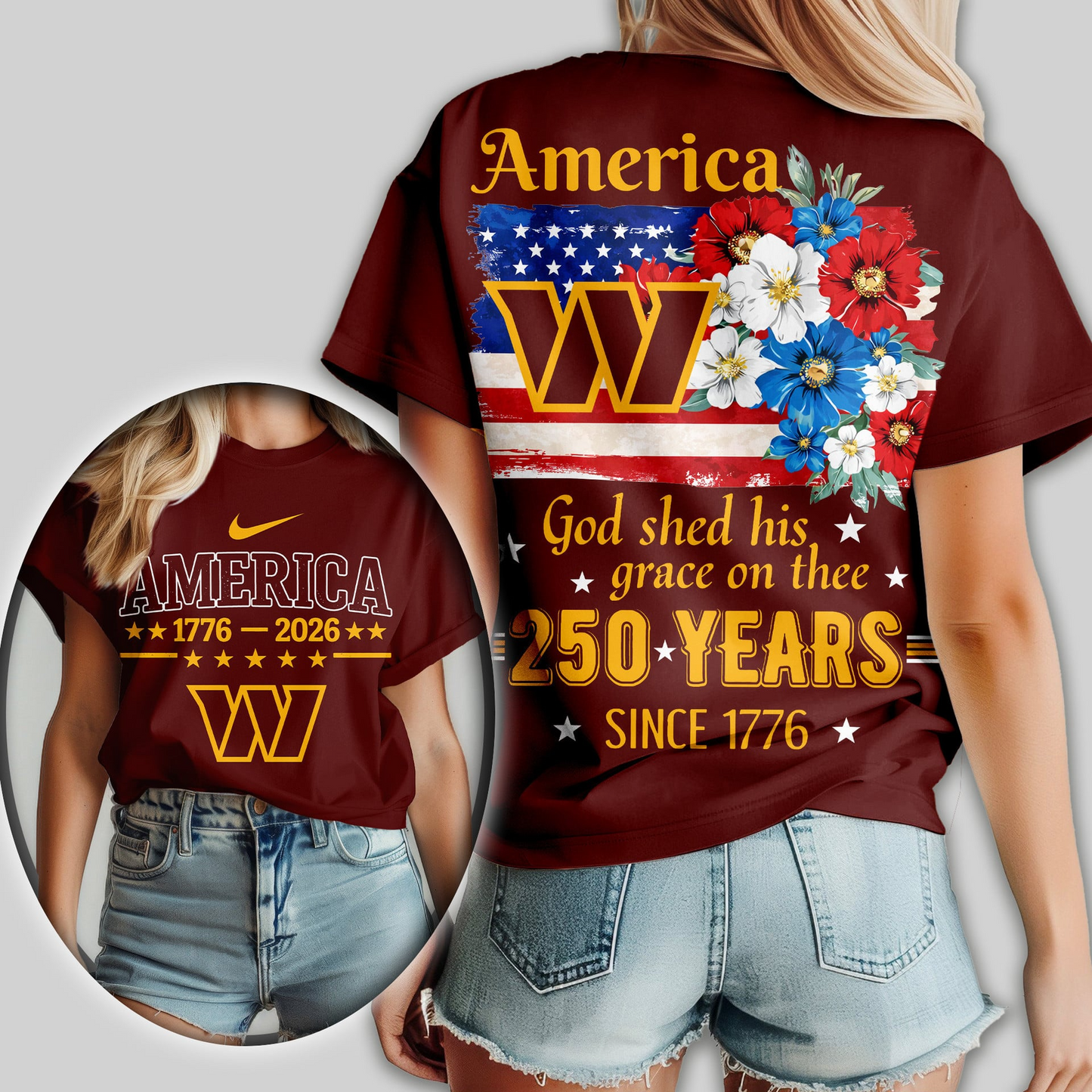 WC Premium NFL America God Shed His Grace On Thee Women Shirt DDT  NTL