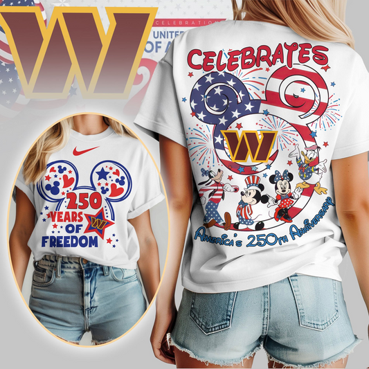 WC Premium NFL Mickey Celebrates America 250th Anniversary Women Shirt DDT NTL