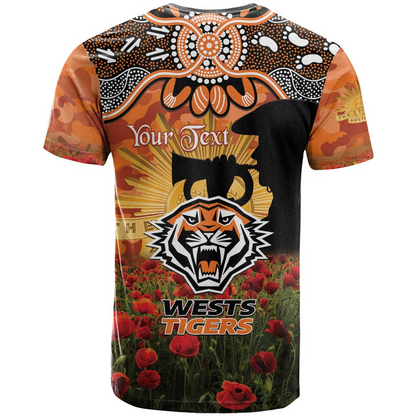 WST x NRL Rugby ANZAC Day Women V-Neck T-Shirt Last Post Poppy We Will Remember Them DatND DVT