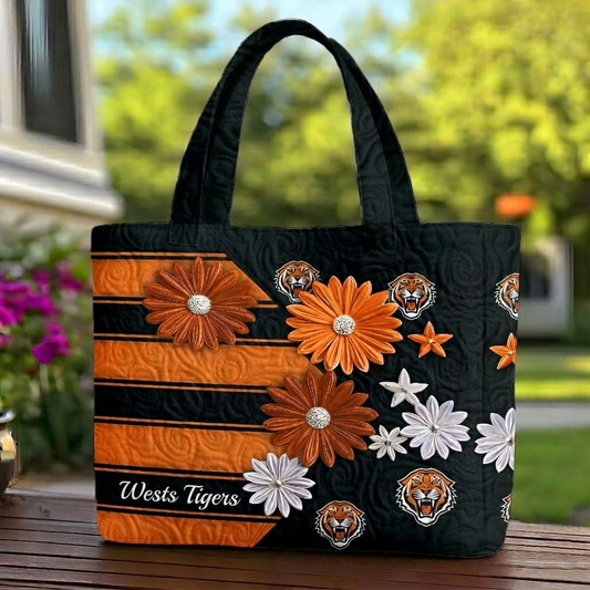 WT x NRL Flowers Quilted Tote Bag Custom Name Gifts For Fan DDT LBN