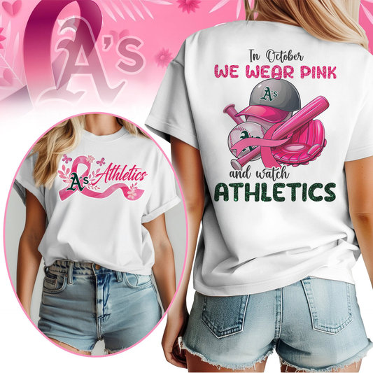 In October We Wear Pink And Watch MLB ATH Shirt DDT NTL