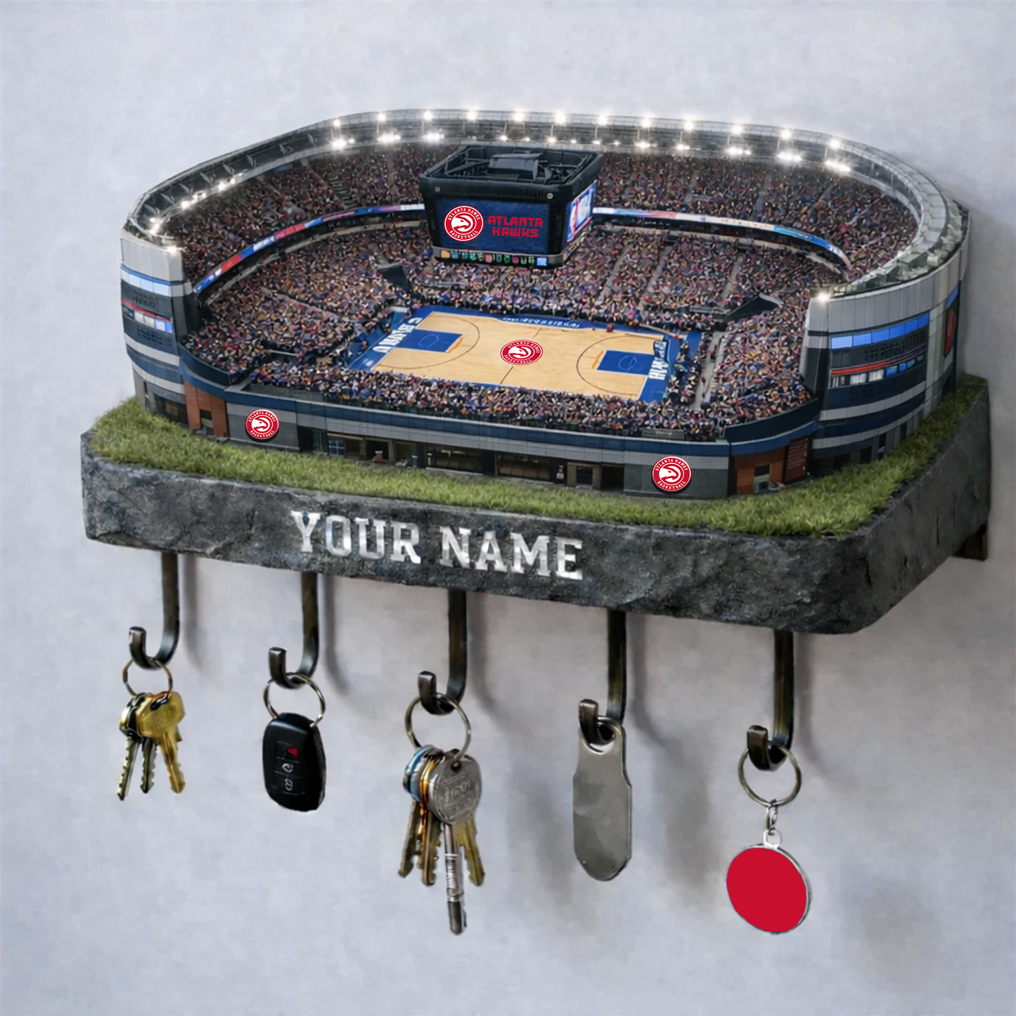 ATL Stadium Premium NBA Wood Key Hanger DATND TANTD