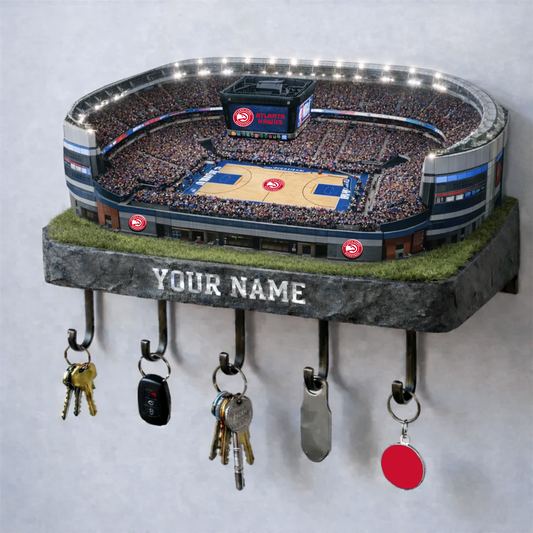 ATL Stadium Premium NBA Wood Key Hanger DATND TANTD