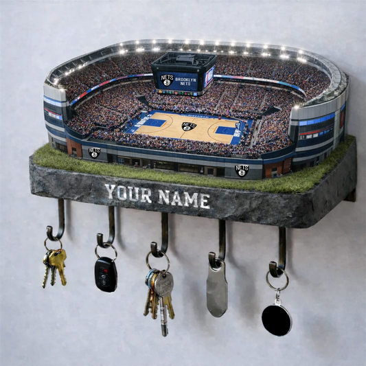 BKN Stadium Premium NBA Wood Key Hanger DATND TANTD