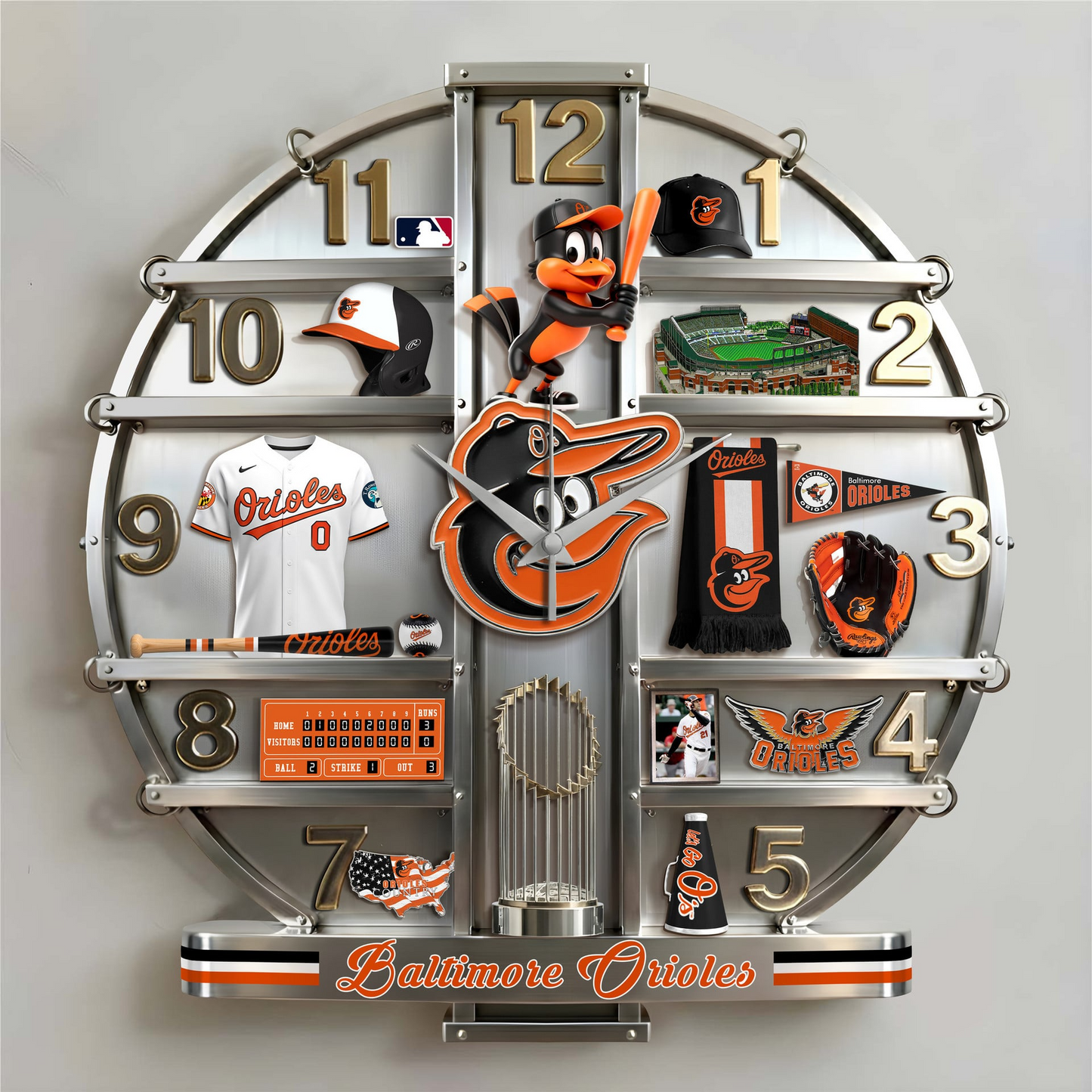BO x MLB Home Decorative 3D Visual Effect Acrylic Wall Clock NAK CTKT
