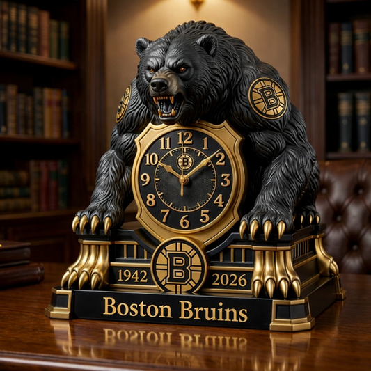 BOS x NHL Display clock featuring the hockey mascot NAK NHT
