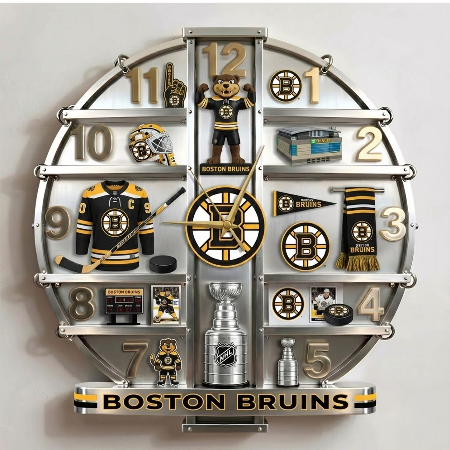 BOS X NHL Home Decorative 3D Visual Effect Acrylic Wall Clock NAK NHT