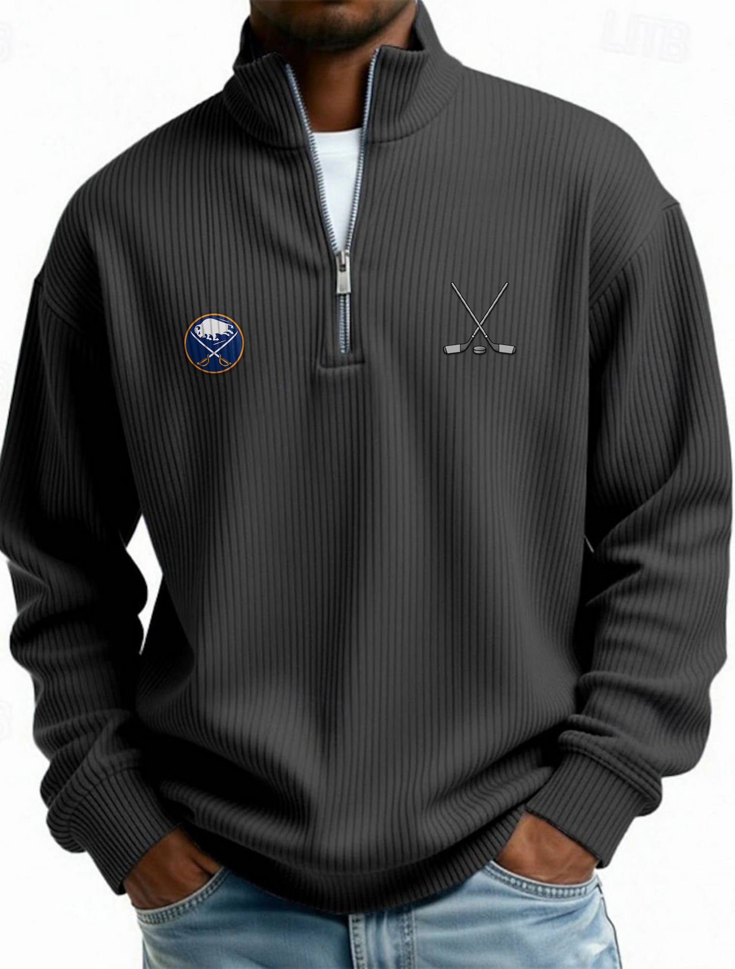 BUF NHL Men's Causal Quarter Zip Long Sleeved Sweatshirt V1 NAK PTTD
