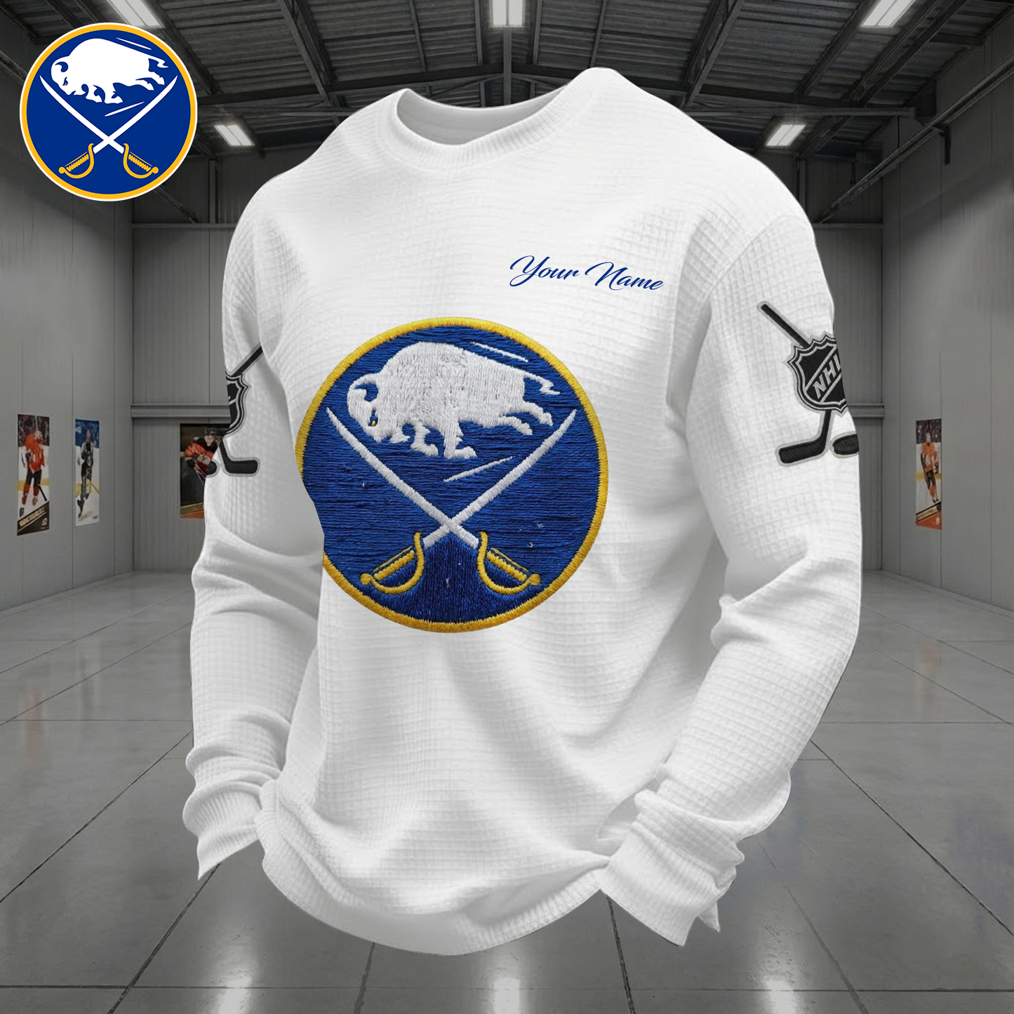 BUF X NHL Men Football Waffle Long Sleeve T-Shirt V1 NAK NHT